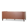 Ember Sofa with Chesterfield Tufted Brown Faux Leather Upholstery 76 Inch By Casagear Home BM320512