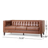 Ember Sofa with Chesterfield Tufted Brown Faux Leather Upholstery 76 Inch By Casagear Home BM320512