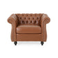 Accent Club Chair Nailhead Chesterfield Tufted in Caramel Faux Leather By Casagear Home BM320515