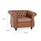 Accent Club Chair Nailhead Chesterfield Tufted in Caramel Faux Leather By Casagear Home BM320515