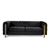 Nua Sofa Chesterfield Tufted Black Velvet 84 Inch Modern Gold Legs By Casagear Home BM320519