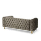 Nua Sofa Chesterfield Tufted Gray Velvet 84 Inch Modern Gold Legs By Casagear Home BM320520