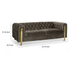 Nua Sofa Chesterfield Tufted Gray Velvet 84 Inch Modern Gold Legs By Casagear Home BM320520