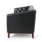 Vella Sofa Pull Point Style Back 81 Inch Tufted Black Faux Leather By Casagear Home BM320521