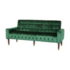 Covia Sofa, Straight Tufted Green Velvet Upholstery, 70 Inch, Gold Tip Legs By Casagear Home