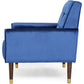 Covia Accent Club Chair Waffle Stitch Navy Blue Velvet Gold Tip Legs By Casagear Home BM320525