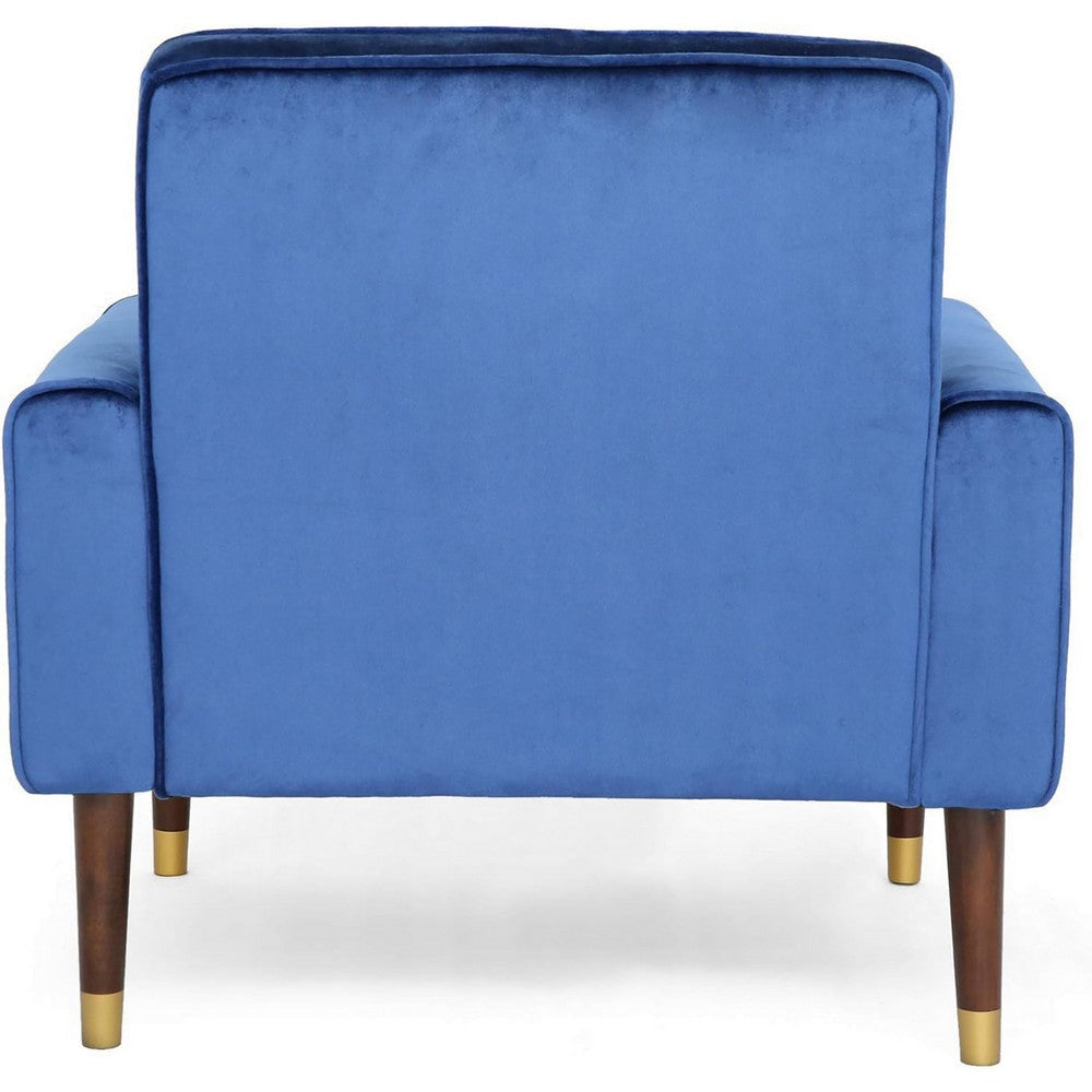 Covia Accent Club Chair Waffle Stitch Navy Blue Velvet Gold Tip Legs By Casagear Home BM320525