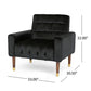 Covia Accent Club Chair with Waffle Stitch Black Velvet Gold Tip Legs By Casagear Home BM320526