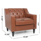 Accent Club Chair Button Tufted Diamond Stitch Light Brown Faux Leather By Casagear Home BM320528