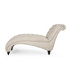 Curb Chaise Lounger 64 Inch Button Tufted Diamond Stitch Beige Fabric By Casagear Home BM320530