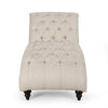 Curb Chaise Lounger 64 Inch Button Tufted Diamond Stitch Beige Fabric By Casagear Home BM320530