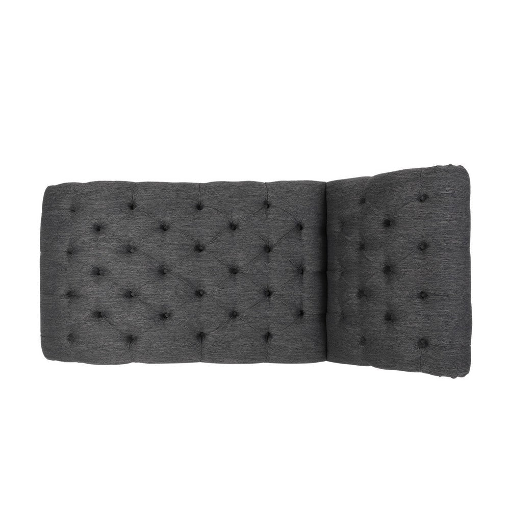 Curb Chaise Lounger 64 Inch Button Tufted Diamond Stitch Charcoal Gray By Casagear Home BM320531