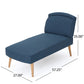 Chaise Lounger 57 Inch Modern Brown Wood Frame Navy Blue Fabric By Casagear Home BM320532