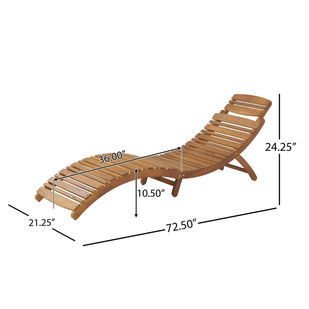 Hanie Foldable Chaise Lounger Outdoor Open Slatted in Brown Acacia Wood By Casagear Home BM320533