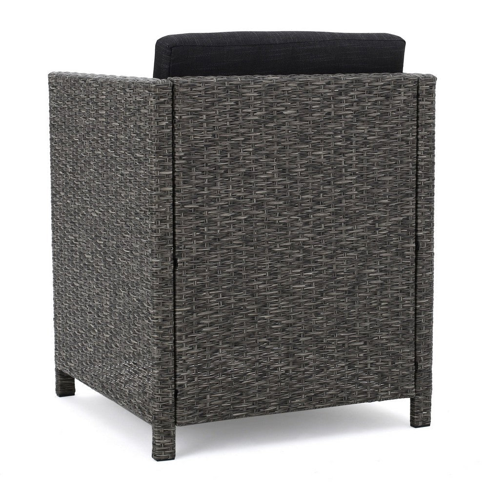 Perie Outdoor Dining Chair Set of 2 Modern Style Iron and Dark Gray Wicker By Casagear Home BM320535