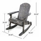 Outdoor Adirondack Rocking Chair Slatted Back Dark Gray Acacia Wood By Casagear Home BM320538