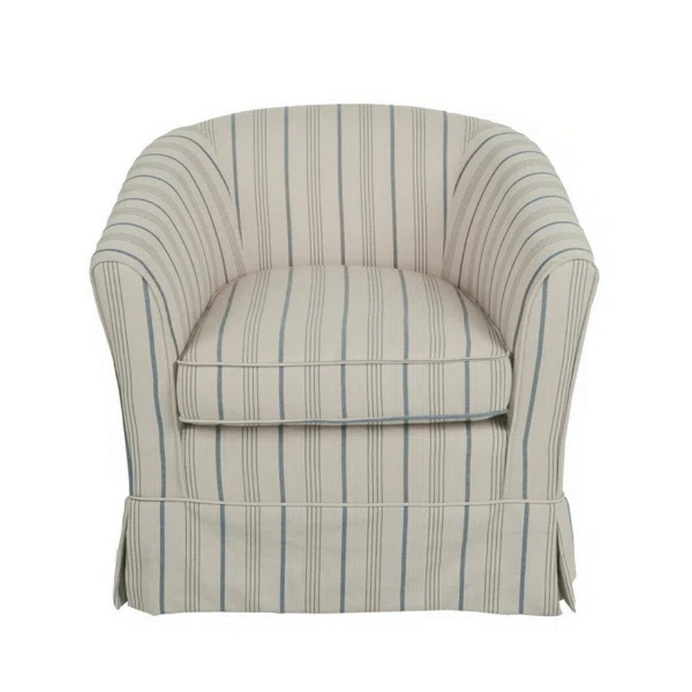 Accent Swivel Chair Modern Round Barrel Back Soft White Gray Fabric By Casagear Home BM320543