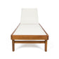 Liam Outdoor Chaise Lounger Ergonomic White Mesh Seat Brown Acacia Wood By Casagear Home BM320544