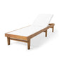 Liam Outdoor Chaise Lounger Ergonomic White Mesh Seat Brown Acacia Wood By Casagear Home BM320544