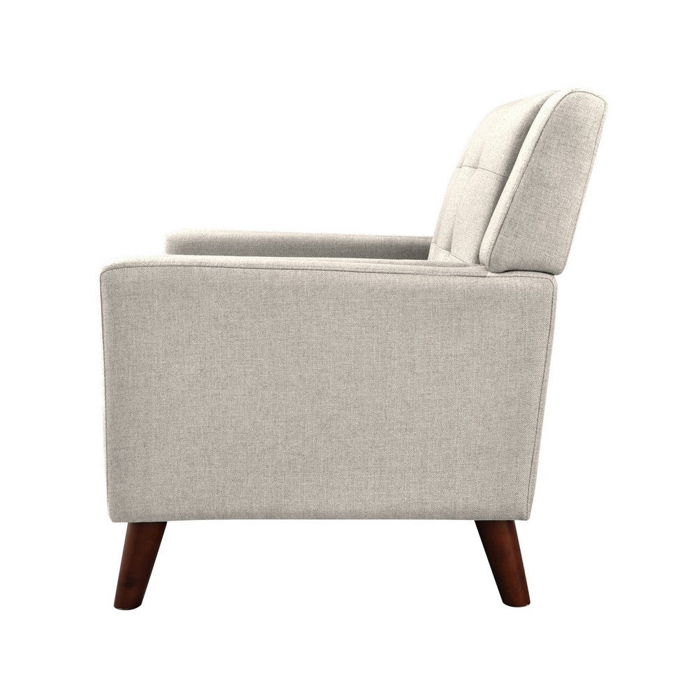 Accent Armchair Tufted Back Flared Arms Tapered Wood Legs Beige Fabric By Casagear Home BM320548