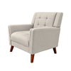 Accent Armchair, Tufted Back Flared Arms, Tapered Wood Legs, Beige Fabric By Casagear Home