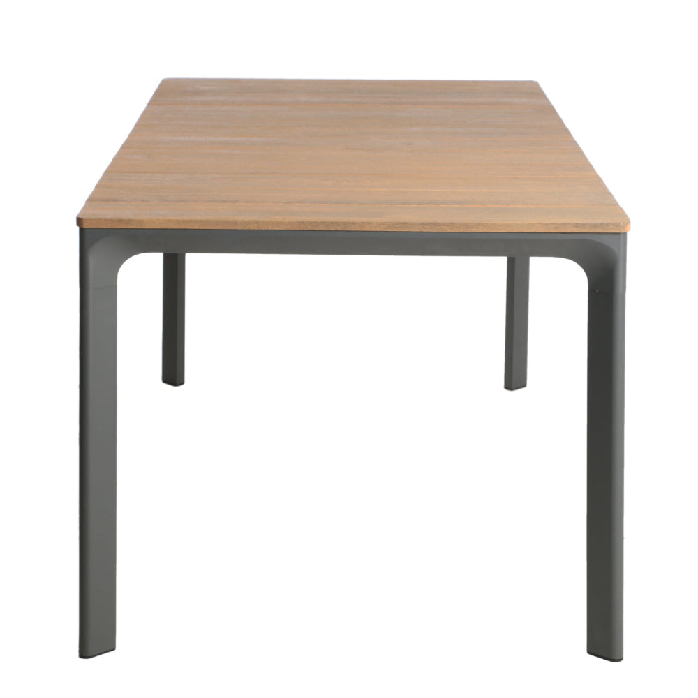 Outdoor Dining Table 70 Inch Brown Wood Gray Weather-Resistant Aluminium By Casagear Home BM320551