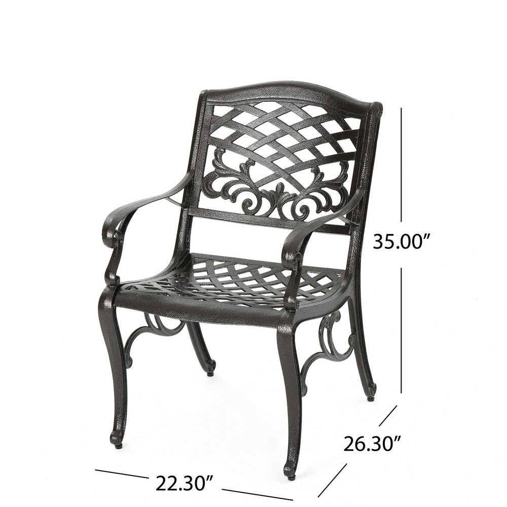 Toni Outdoor Armchair Set of 2 Cabriole Scrolled Lattice Bronze Aluminium By Casagear Home BM320552