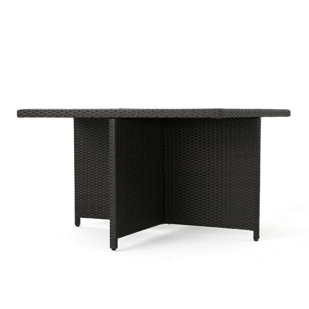 Perie Outdoor Dining Table 48 Inch Dark Brown Rattan Square Top Iron By Casagear Home BM320555