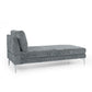 Yeni Chaise Lounger 66 Inch Modern Bracket Iron Legs Soft Gray Fabric By Casagear Home BM320560