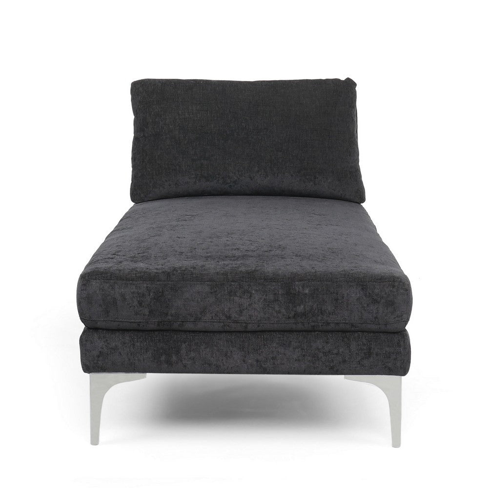 Yeni Chaise Lounge 66 Inch Modern Bracket Iron Legs Soft Black Fabric By Casagear Home BM320561