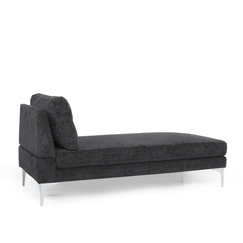 Yeni Chaise Lounge 66 Inch Modern Bracket Iron Legs Soft Black Fabric By Casagear Home BM320561