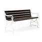 Outdoor Bench, 61 Inch Brown Acacia Wood with White Metal Ornate Frame By Casagear Home