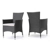 Marri Patio Dining Chair Set of 2, Ergonomic, Gray Wicker Design, Beige By Casagear Home