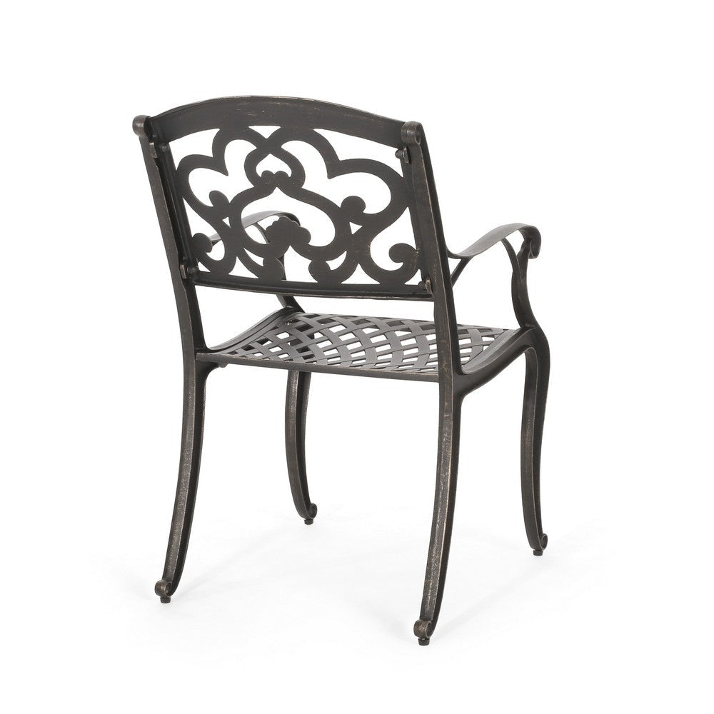 Serb Outdoor Dining Patio Chair Set of 2 Handcrafted Metal Copper Patina By Casagear Home BM320569