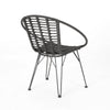 Outdoor Dining Chair Set of 2 Angled Basket Shaped Gray Rattan Metal By Casagear Home BM320576