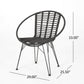 Outdoor Dining Chair Set of 2 Angled Basket Shaped Gray Rattan Metal By Casagear Home BM320576