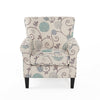 Accent Club Chair Classic Rolled Arms Floral White and Blue Fabric Design By Casagear Home BM320578