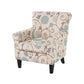 Accent Club Chair Classic Rolled Arms Floral White and Blue Fabric Design By Casagear Home BM320578