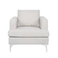 Accent Club Chair Padded Back and Seat Modern Silver Legs Beige Fabric By Casagear Home BM320584