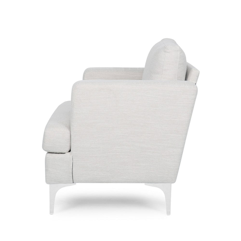 Accent Club Chair Padded Back and Seat Modern Silver Legs Beige Fabric By Casagear Home BM320584