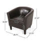 Accent Club Chair Curved Round Back Birch Wood Rich Brown Faux Leather By Casagear Home BM320586