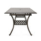 Dining Table 64-82 Inch Extendable Acacia Wood Top Aluminium Dark Brown By Casagear Home BM320587