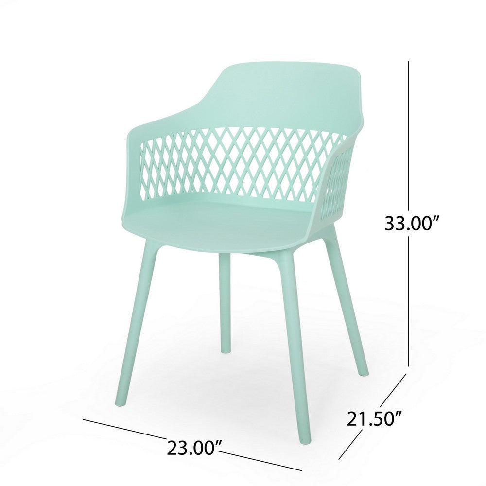 Outdoor Patio Chair Curved Arms Weather Resistant Modern Mint Green By Casagear Home BM320593