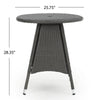 Outdoor Bistro Table 26 Inch Round Top and Taper Base Gray Rattan Wood By Casagear Home BM320595