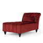 Chaise Lounger, Tufted Design, 55 Inch Birch Wood Frame, Garnet Red Velvet By Casagear Home