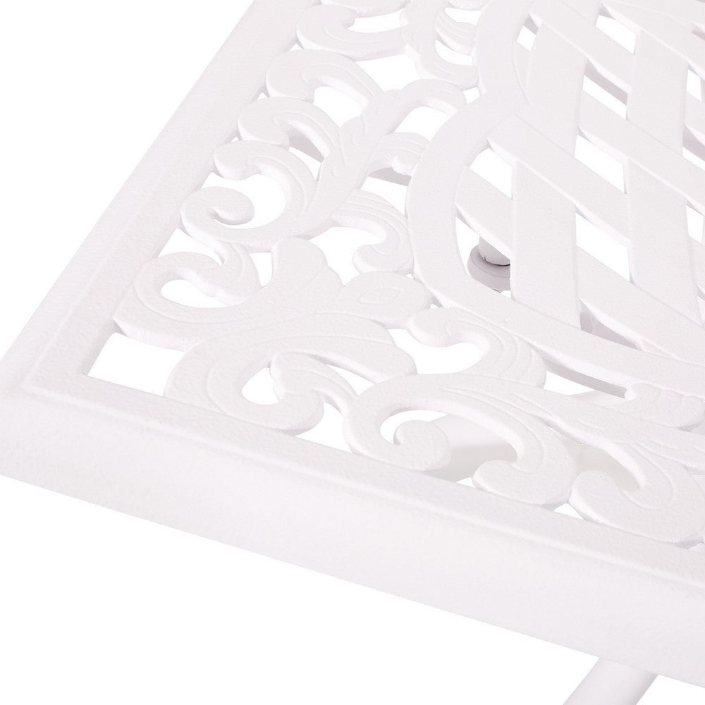 Toni Table 67 Inch Rectangular Lattice Top Saber Legs White Aluminium By Casagear Home BM320598