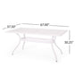 Toni Table 67 Inch Rectangular Lattice Top Saber Legs White Aluminium By Casagear Home BM320598