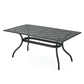 Cay Outdoor Dining Table, 67 Inch Rectangular, Lattice Black Aluminium By Casagear Home