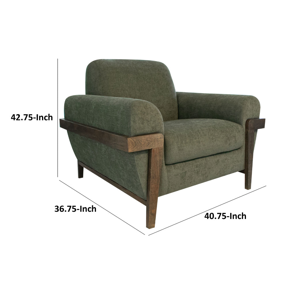 Pola Accent Chair Olive Green Polyester Foam Cushions Solid Pine Wood By Casagear Home BM320741