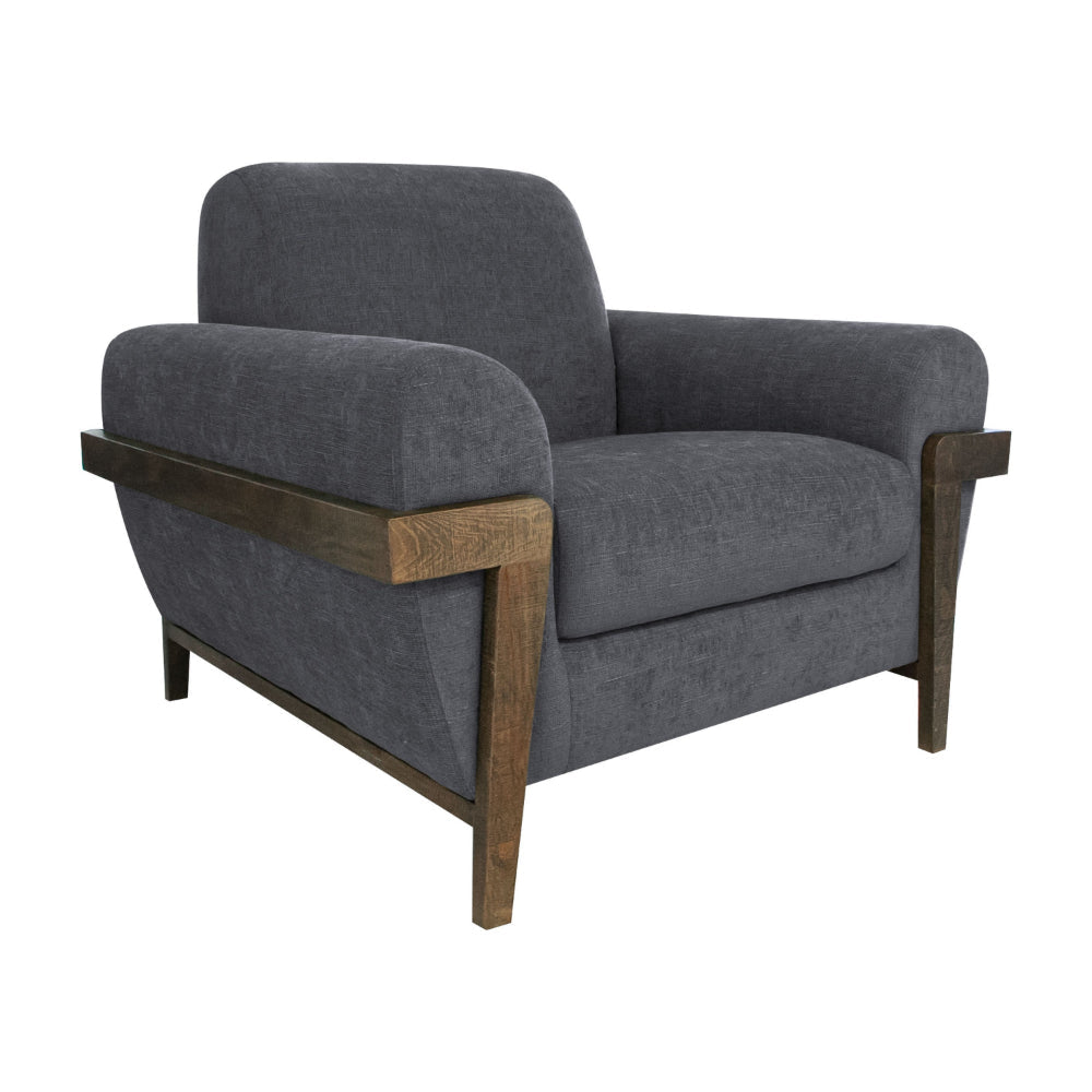 Pola Accent Chair, Iron Gray Polyester, Foam Cushions, Solid Pine Wood By Casagear Home